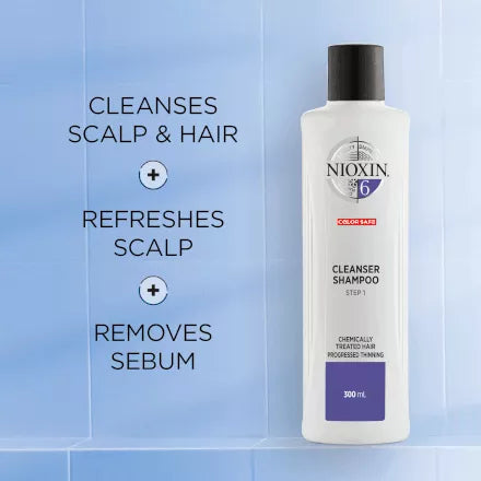 System 6 - Step 1: Shampoo | 300ml (for Bleached / Chemically Treated hair with progressed thinning)