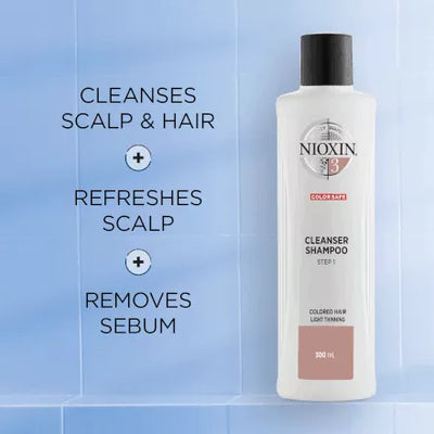 System 3 Cleanser Shampoo | Coloured Hair with Light Thinning | 300ml