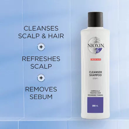 System 6 Cleanser Shampoo | Bleached/Chemically Treated Hair with Progressed Thinning | 300ml